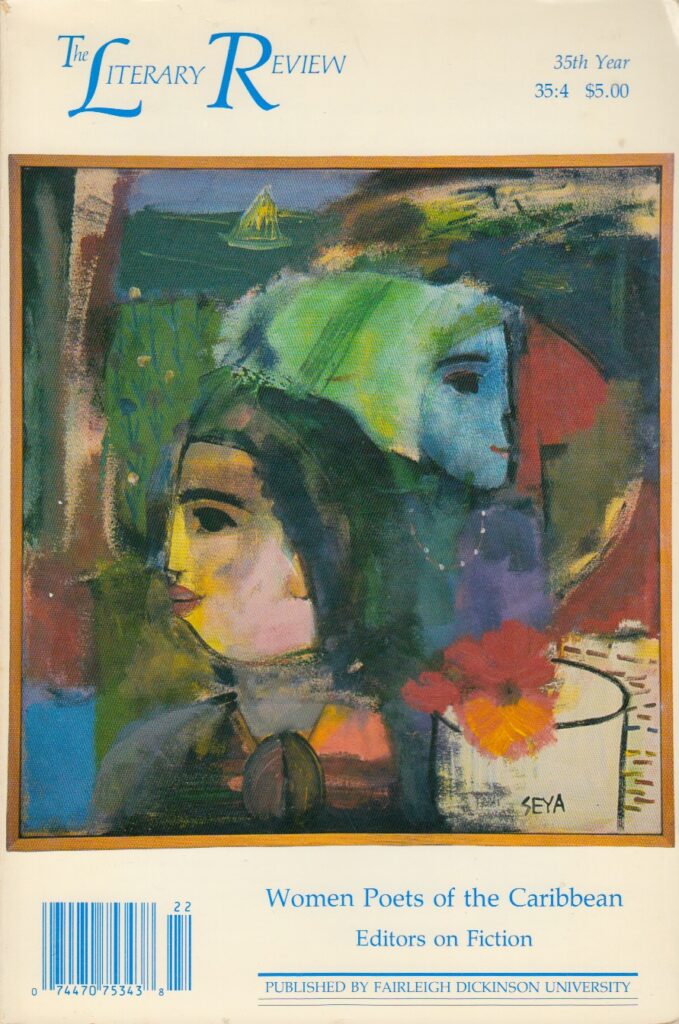 Cover of Vol 35, #4 of The Literary Review. Pam Mordecai is the guest editor for this issue.